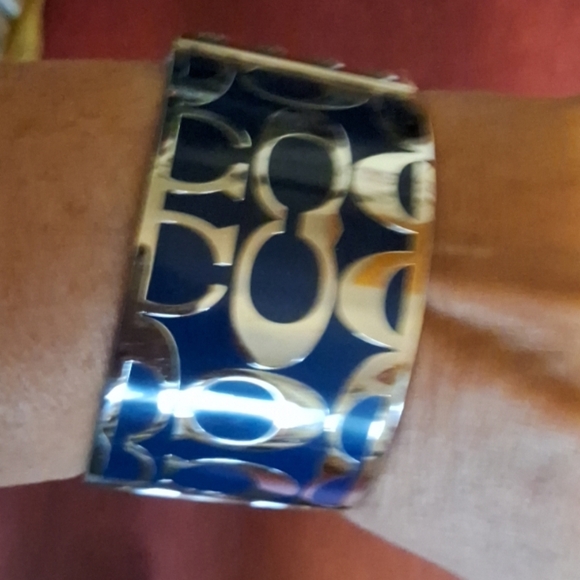Coach Signature Silver and Blue Wide Bracelet - Picture 2 of 5